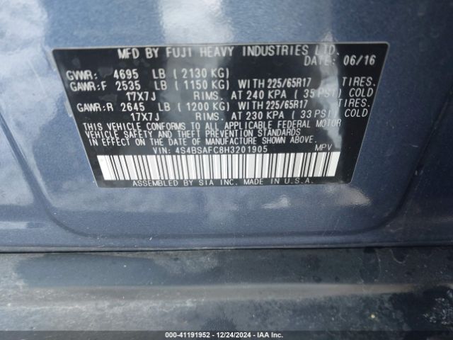 4S4BSAFC8H3201905 Subaru Outback 2.5i Premium