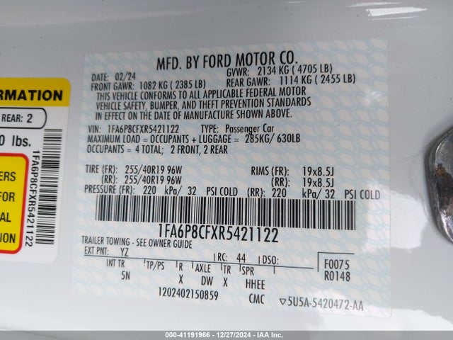 Ford Mustang Gt Premium Fastback 2024 1FA6P8CFXR5421122 Image 9