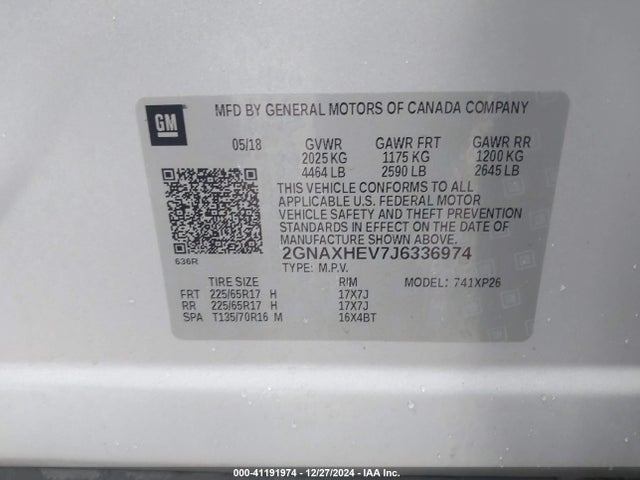 2GNAXHEV7J6336974 Chevrolet EQUINOX LS