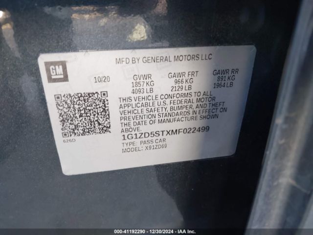 1G1ZD5STXMF022499 Chevrolet Malibu Fwd Lt