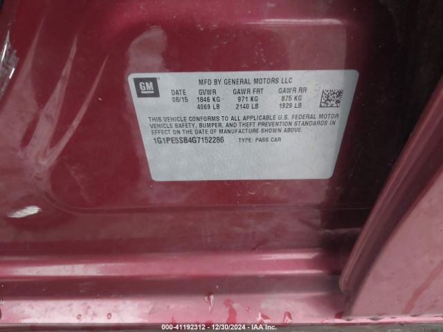 1G1PE5SB4G7152286 Chevrolet Cruze Limited 1lt Auto