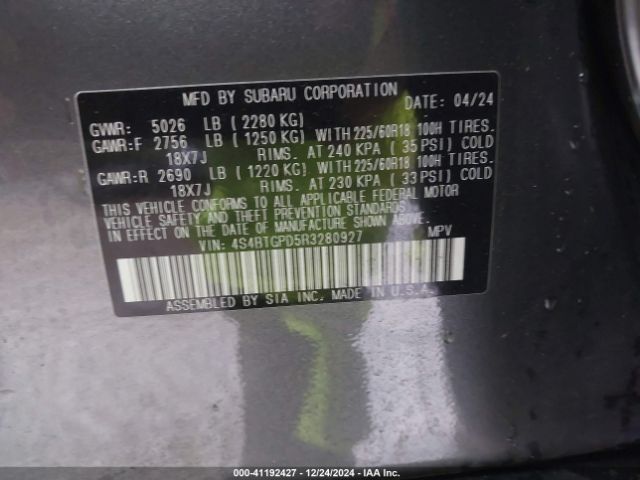 4S4BTGPD5R3280927 Subaru Outback Touring Xt