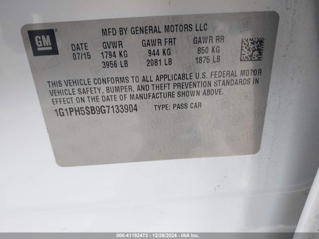 1G1PH5SB9G7133904 Chevrolet Cruze Limited Eco Manual