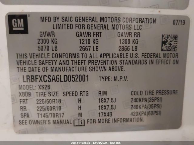 LRBFXCSA6LD052001 Buick Envision Fwd Essence
