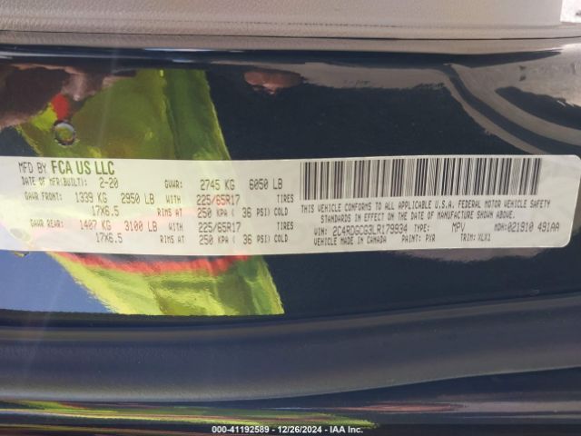 2C4RDGCG3LR179934 Dodge Grand Caravan Sxt