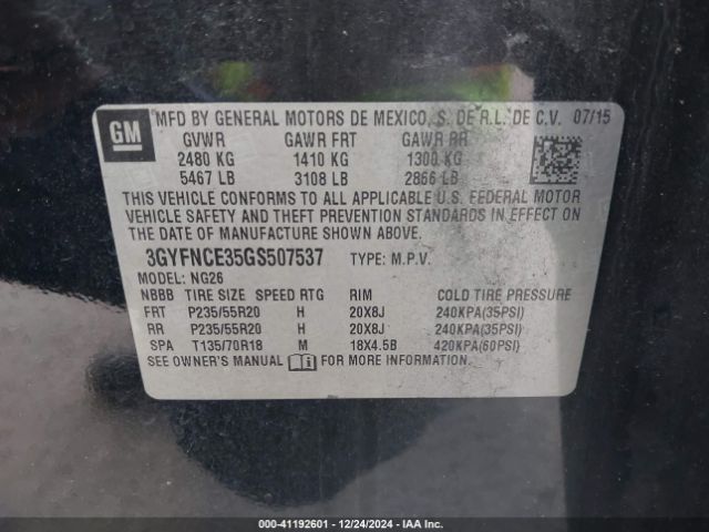 3GYFNCE35GS507537 Cadillac Srx Performance Collection