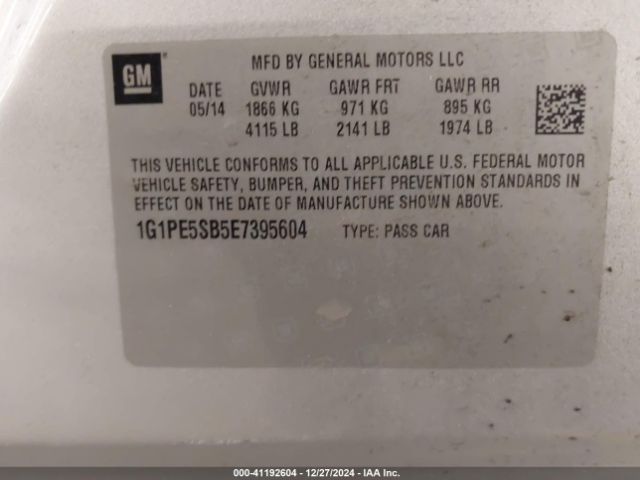 1G1PE5SB5E7395604 Chevrolet Cruze 2lt Auto