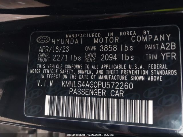 KMHLS4AG0PU572260 Hyundai ELANTRA SEL