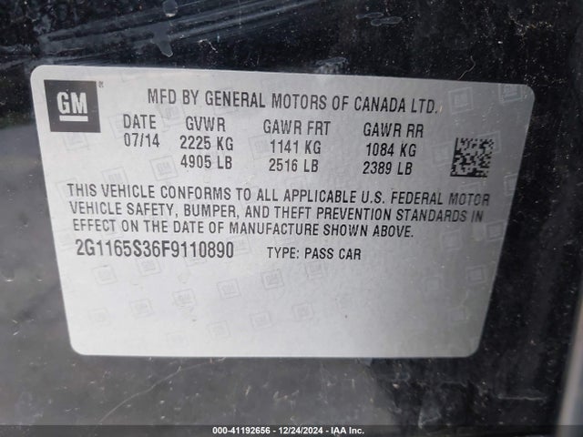 Chevrolet IMPALA 2LZ 2015 2G1165S36F9110890 Image 9