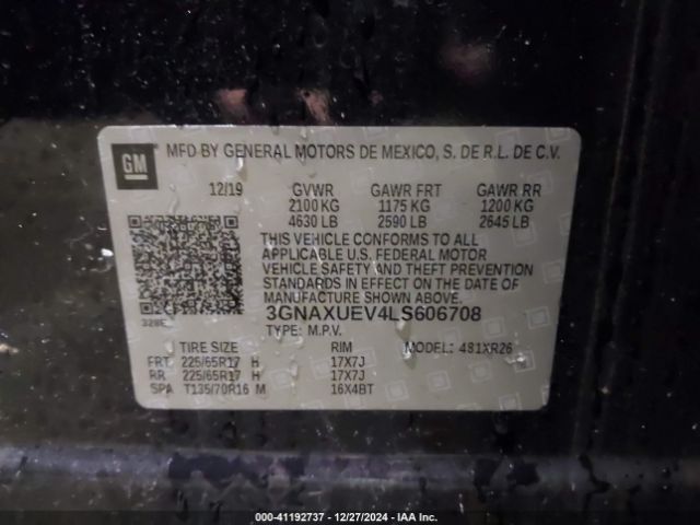 3GNAXUEV4LS606708 Chevrolet Equinox Awd Lt 1.5l Turbo