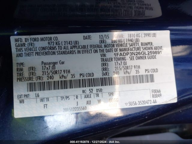 1FADP3N26GL259891 Ford Focus Titanium