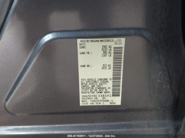 1N4AZ0CP3EC338541 Nissan LEAF SV