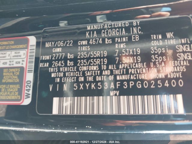 5XYK53AF3PG025400 KIA Sportage Sx-prestige