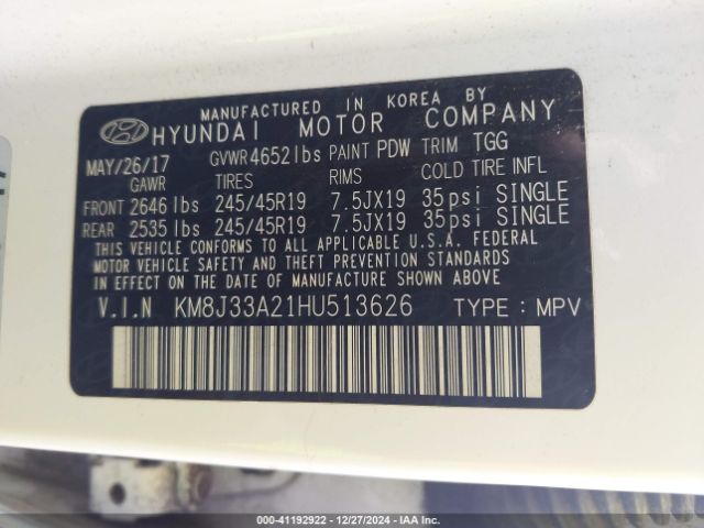 KM8J33A21HU513626 Hyundai Tucson Sport