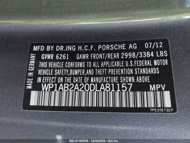 2013 PORSCHE CAYENNE WP1AB2A20DLA81157 Photo 8