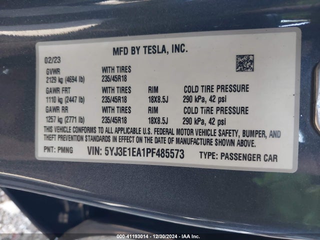 2023 TESLA MODEL 3 5YJ3E1EA1PF485573 Photo 8
