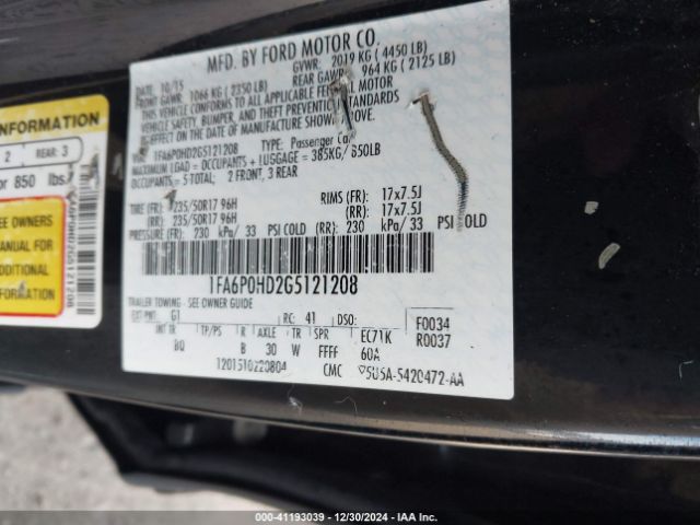 1FA6P0HD2G5121208 Ford FUSION SE