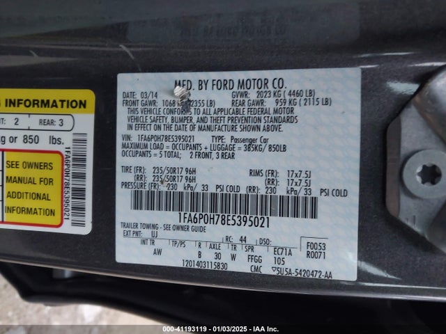 Ford FUSION SE 2014 1FA6P0H78E5395021 Image 9