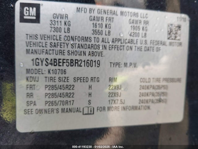 2011 CADILLAC ESCALADE 1GYS4BEF5BR216019 Photo 8
