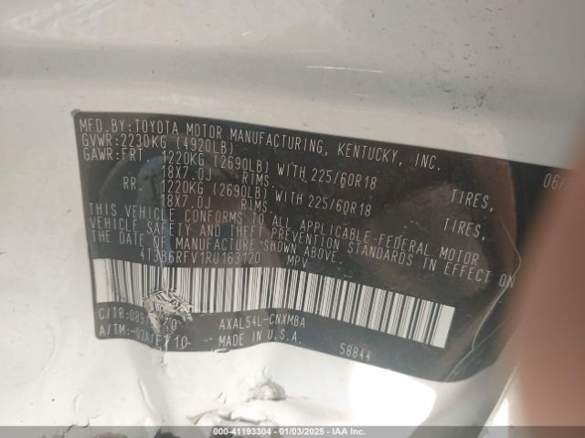 4T3B6RFV1RU163120 Toyota Rav4 Hybrid Xle Premium