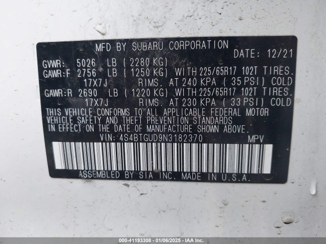 4S4BTGUD9N3182370 Subaru Outback Wilderness