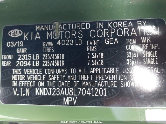 KIA Soul X-line 2020 KNDJ23AU8L7041201 Image 9