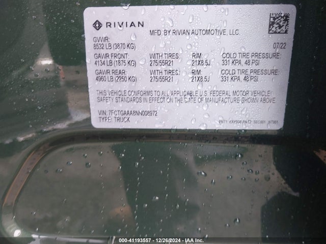 Rivian R1t Adventure 2022 7FCTGAAA8NN008972 Image 9