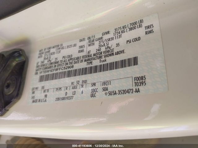 1FTEW1EF9FFC52908 Ford F-150 Platinum