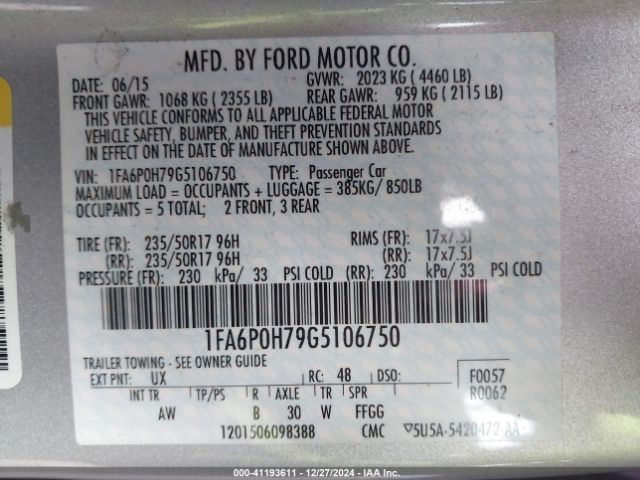 1FA6P0H79G5106750 Ford FUSION SE