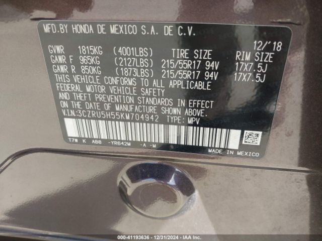 3CZRU5H55KM704942 Honda HR-V EX