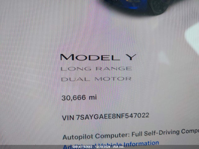 2022 TESLA MODEL Y 7SAYGAEE8NF547022 Photo 6