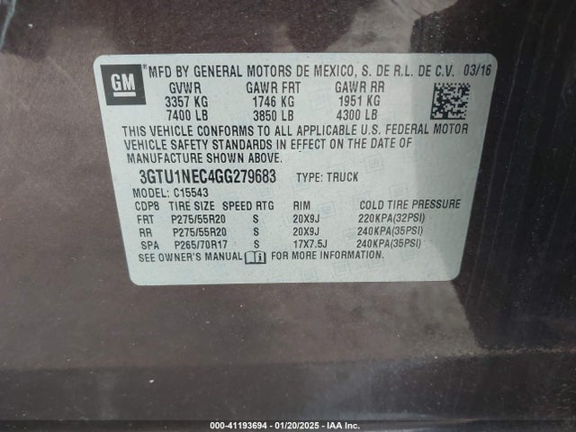 GMC Sierra 1500 Slt 2016 3GTU1NEC4GG279683 Image 9