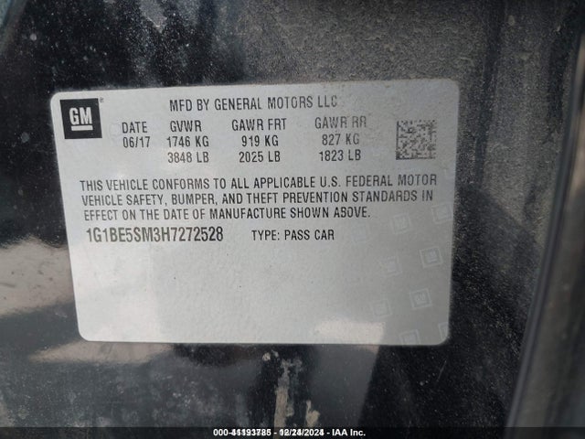 1G1BE5SM3H7272528 Chevrolet Cruze Lt Auto