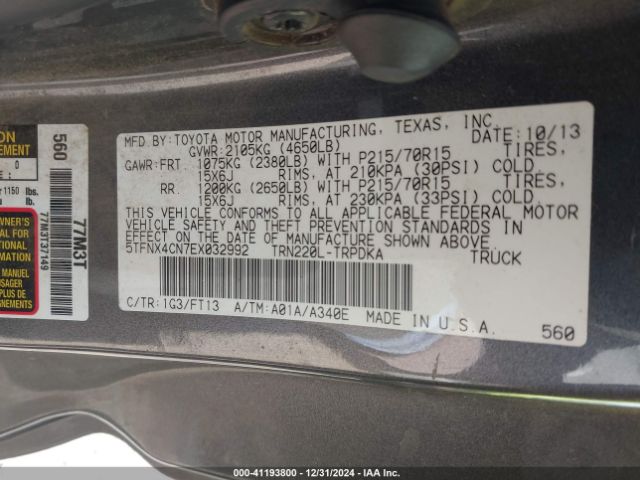 5TFNX4CN7EX032992 Toyota Tacoma