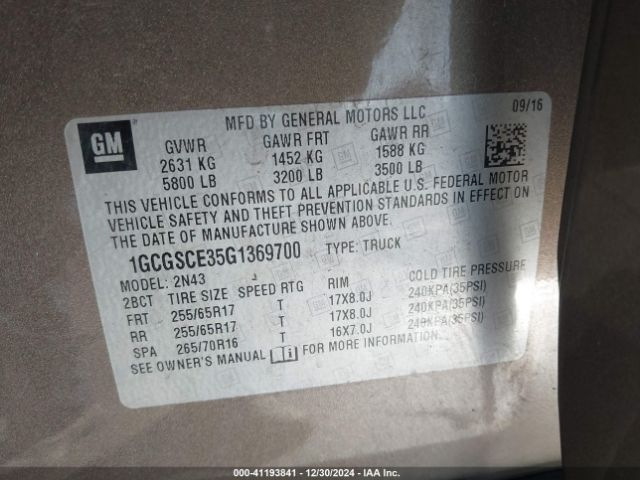 1GCGSCE35G1369700 Chevrolet Colorado Lt