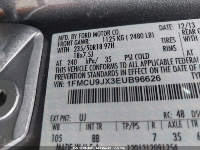 1FMCU9JX3EUB96626 Ford Escape Titanium