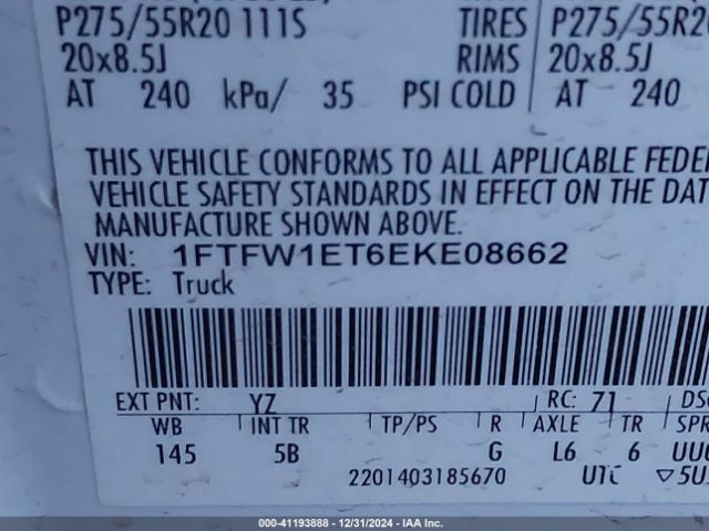 1FTFW1ET6EKE08662 Ford F-150 Fx4