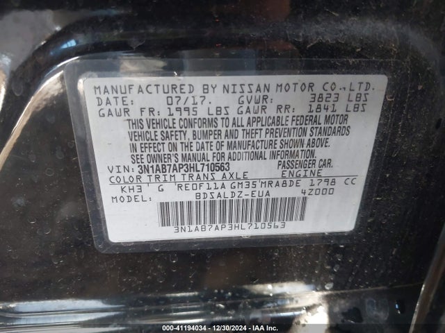 Nissan SENTRA SV 2017 3N1AB7AP3HL710563 Image 9