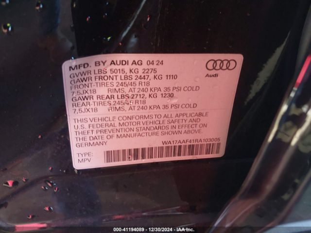 WA17AAF41RA103005 Audi A4 Allroad Premium 45 Tfsi Quattro S Tronic