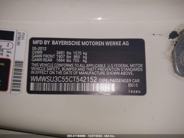 2012 MINI COOPER WMWSU3C55CT542152 Photo 8