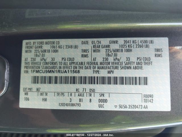 1FMCU9MN1RUA11568 Ford Escape St-line