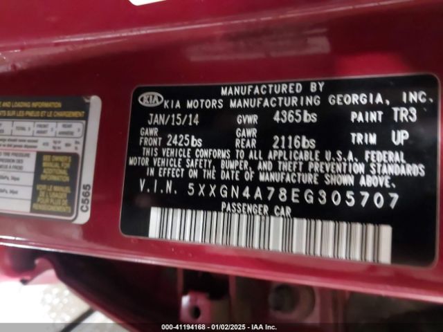 5XXGN4A78EG305707 KIA OPTIMA EX