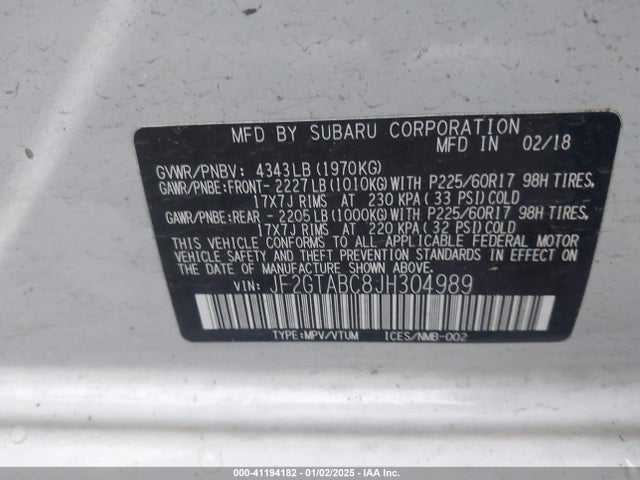 Subaru Crosstrek 2.0i Premium 2018 JF2GTABC8JH304989 Image 9