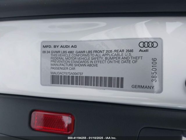 WAUDACF57SA004737 Audi A5 Sportback Premium 45 Tfsi S Line Quattro S Tronic