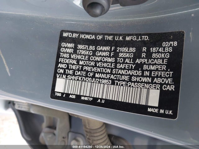 Honda Civic Lx 2018 SHHFK7H20JU219853 Image 9