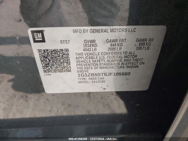 1G1ZB5ST6JF105560 Chevrolet Malibu 1ls