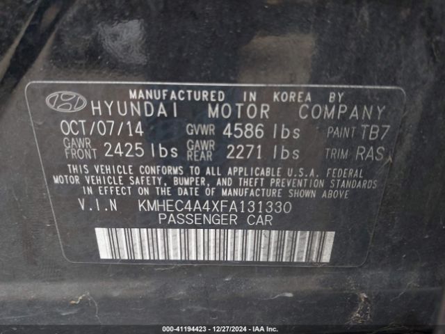 KMHEC4A4XFA131330 Hyundai SONATA HYBRID
