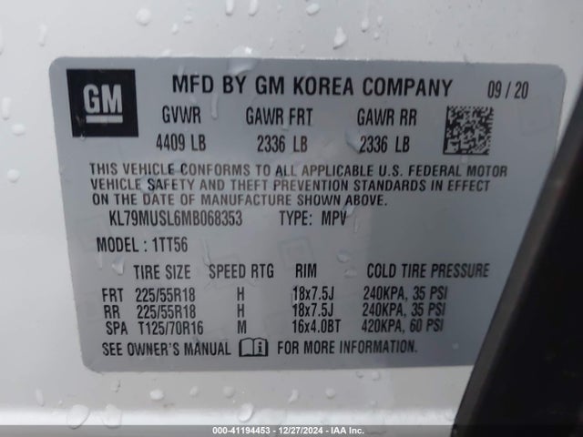 Chevrolet Trailblazer Awd Rs 2021 KL79MUSL6MB068353 Image 9