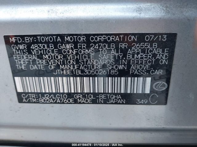2013 LEXUS GS 350 JTHBE1BL3D5026185 Photo 8