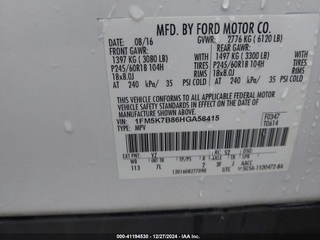 Ford Explorer 2017 1FM5K7B86HGA58415 Image 9
